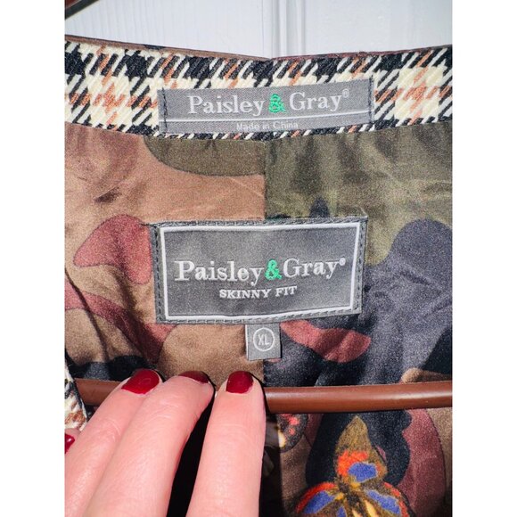 NWOT Paisley & Gray Eaton 5 Button Vest Skinny Fit Size XL Herringbone Moth Camo - Picture 3 of 8